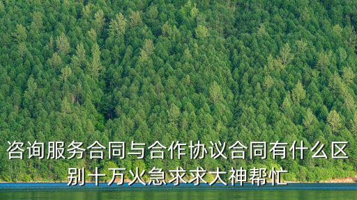 咨詢服務合同與合作協(xié)議合同有什么區(qū)別十萬火急求求大神幫忙