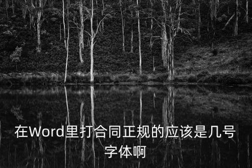 合同文書用什么字體，打合同一般使用什么字體