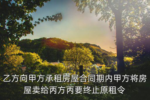 乙方向甲方承租房屋合同期內(nèi)甲方將房屋賣給丙方丙要終止原租令