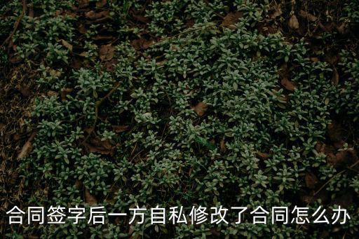 合同簽了以后一方擅自改合同，合同簽字后一方自私修改了合同怎么辦