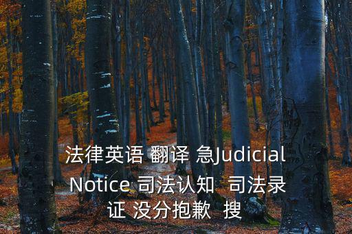根據(jù)法律英語怎么說，法律英語 翻譯 急Judicial Notice 司法認知  司法錄證 沒分抱歉  搜