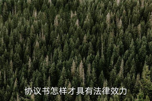 協(xié)議書(shū)怎樣才具有法律效力