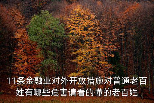 中國金融開放11條，11條金融業(yè)對外開放措施對普通老百姓有哪些危害請看的懂的老百姓