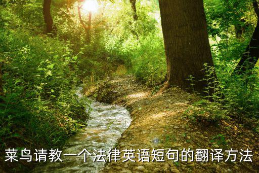 菜鳥請教一個法律英語短句的翻譯方法