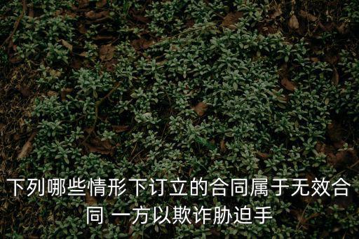 下列哪些情形下訂立的合同屬于無效合同 一方以欺詐脅迫手