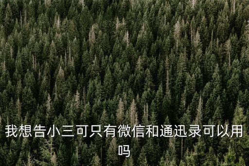 我想告小三可只有微信和通迅錄可以用嗎