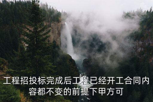 招標后可以變更甲方嗎，工程招投標完成后工程已經開工合同內容都不變的前提下甲方可