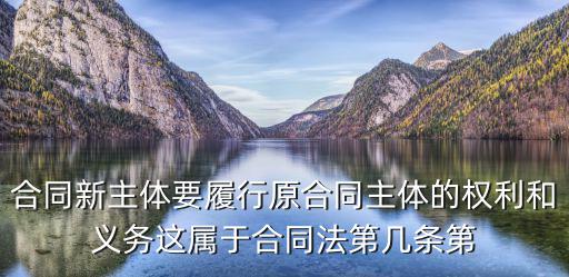 合同新主體要履行原合同主體的權(quán)利和義務(wù)這屬于合同法第幾條第