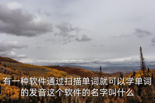 免費(fèi)掃一掃跟讀學(xué)英語，有一種軟件通過掃描單詞就可以學(xué)單詞的發(fā)音這個軟件的名字叫什么