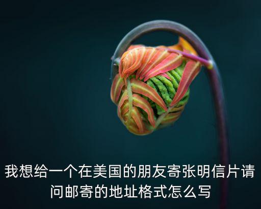 我想給一個在美國的朋友寄張明信片請問郵寄的地址格式怎么寫