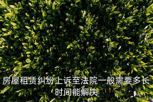 房屋租賃糾紛上訴至法院一般需要多長(zhǎng)時(shí)間能解決
