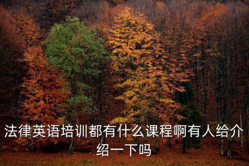 法律英語(yǔ)培訓(xùn)都有什么課程啊有人給介紹一下嗎