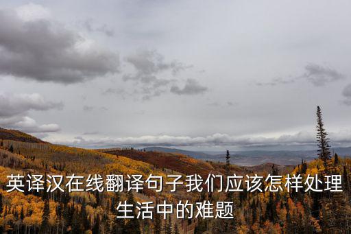 翻譯中語篇難點(diǎn)的處理，如何對(duì)付英文中出現(xiàn)的難句