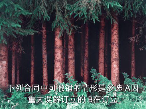 合同可撤銷的情形重大誤解，下列合同中可撤銷的情形是多選 A因重大誤解訂立的 B在訂立