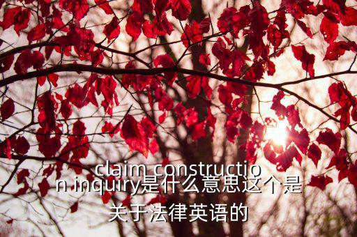 claim construction inquiry是什么意思這個是關于法律英語的