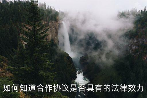 怎么看協(xié)議是否具有法律效力，如何知道合作協(xié)議是否具有的法律效力