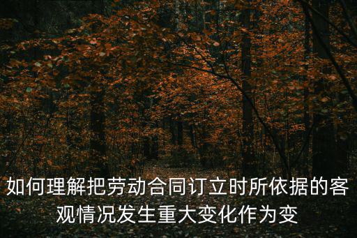 如何理解把勞動合同訂立時所依據(jù)的客觀情況發(fā)生重大變化作為變