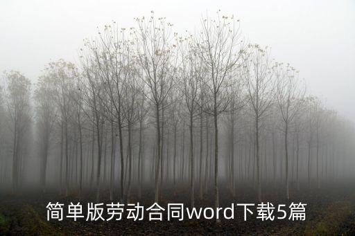 簡(jiǎn)單版勞動(dòng)合同word下載5篇