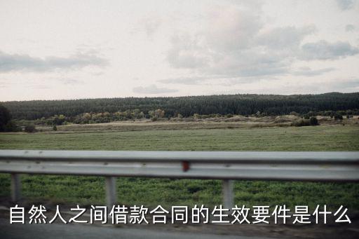 自然人之間借款合同的生效要件是什么