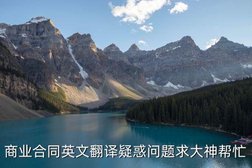 商業(yè)合同英文翻譯疑惑問題求大神幫忙