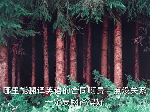 哪里能翻譯英語的合同啊貴一點沒關系一定要翻譯得好