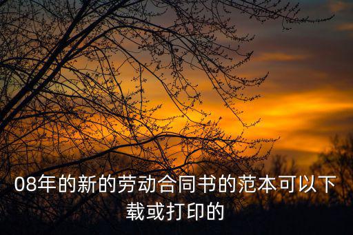 08年的新的勞動合同書的范本可以下載或打印的