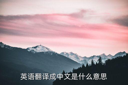 英語翻譯成中文是什么意思