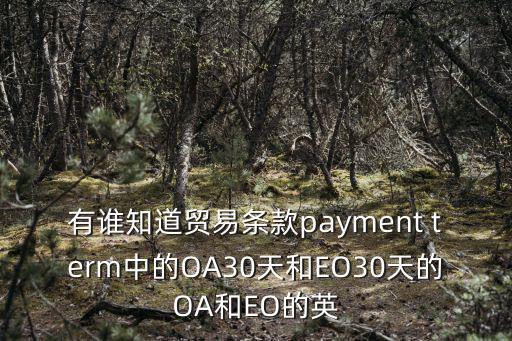 有誰知道貿(mào)易條款payment term中的OA30天和EO30天的OA和EO的英