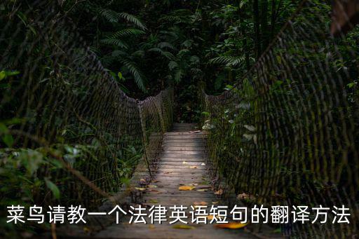菜鳥請教一個法律英語短句的翻譯方法