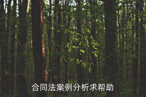 合同法案例分析求幫助