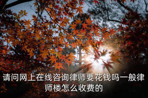 請(qǐng)問(wèn)網(wǎng)上在線咨詢律師要花錢嗎一般律師樓怎么收費(fèi)的