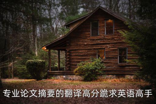 專業(yè)論文摘要的翻譯高分跪求英語高手