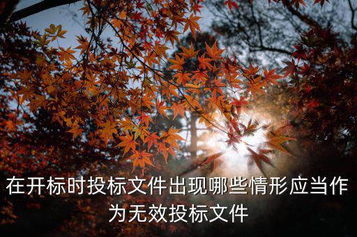 在開標(biāo)時投標(biāo)文件出現(xiàn)哪些情形應(yīng)當(dāng)作為無效投標(biāo)文件