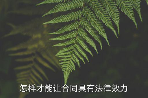 怎樣才能讓合同具有法律效力