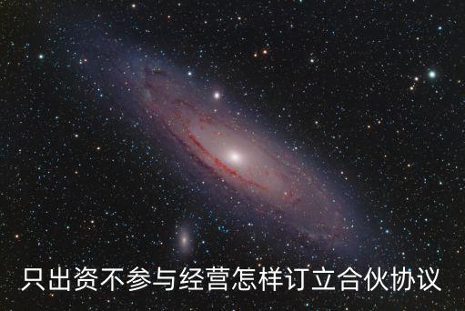 只出資不參與經(jīng)營怎樣訂立合伙協(xié)議