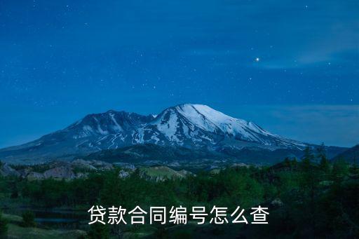 貸款合同編號怎么查