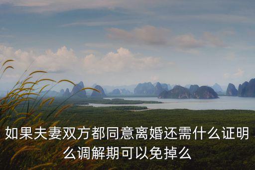 雙方同意協(xié)議離婚還需要冷靜期嗎，如果夫妻雙方都同意離婚還需什么證明么調(diào)解期可以免掉么