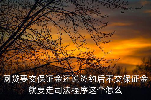 正規(guī)法務公司處理網(wǎng)貸流程，網(wǎng)貸要交保證金還說簽約后不交保證金就要走司法程序這個怎么