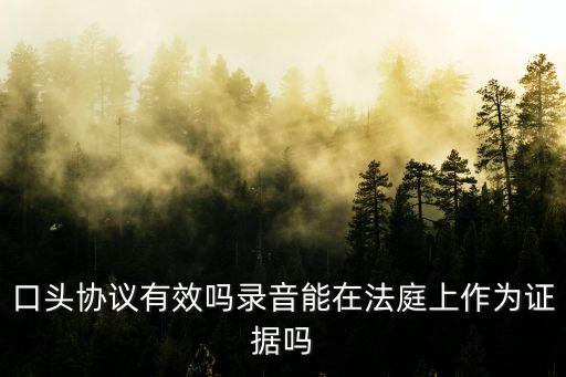 口頭協(xié)議有效嗎錄音能在法庭上作為證據(jù)嗎