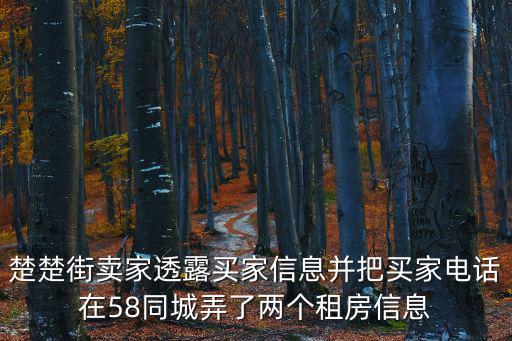 楚楚街賣家透露買家信息并把買家電話在58同城弄了兩個租房信息