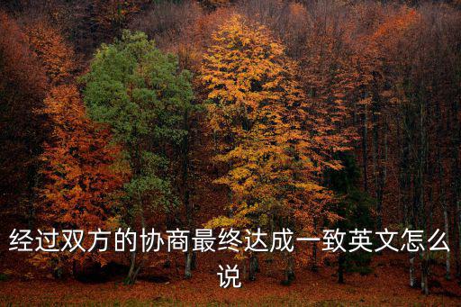 經過雙方的協(xié)商最終達成一致英文怎么說