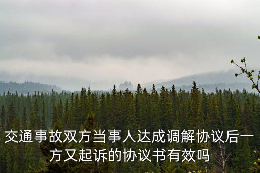 交通事故雙方當(dāng)事人達(dá)成調(diào)解協(xié)議后一方又起訴的協(xié)議書有效嗎