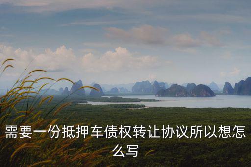 債權(quán)轉(zhuǎn)讓協(xié)議書(shū)個(gè)人，需要一份抵押車(chē)債權(quán)轉(zhuǎn)讓協(xié)議所以想怎么寫(xiě)