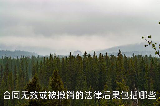 合同無效或被撤銷的法律后果包括哪些