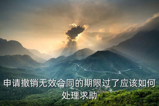 申請撤銷無效合同的期限過了應(yīng)該如何處理求助