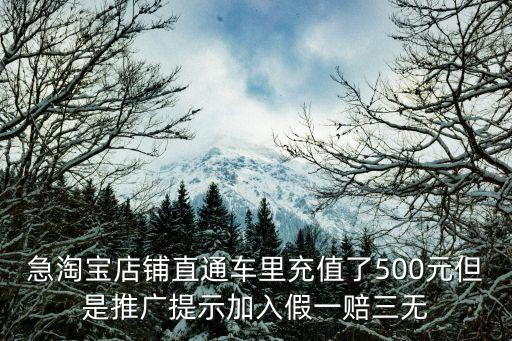 急淘寶店鋪直通車?yán)锍渲盗?00元但是推廣提示加入假一賠三無