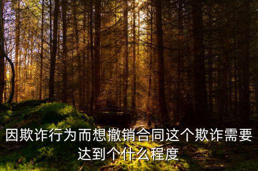因欺詐行為而想撤銷合同這個欺詐需要達(dá)到個什么程度