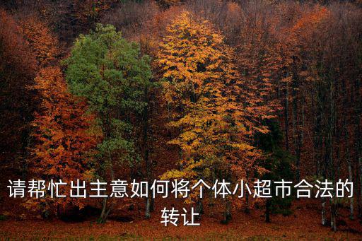 個(gè)人超市轉(zhuǎn)讓?zhuān)?qǐng)幫忙出主意如何將個(gè)體小超市合法的轉(zhuǎn)讓