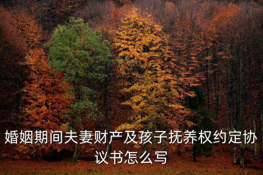 婚姻期間夫妻財產(chǎn)及孩子撫養(yǎng)權(quán)約定協(xié)議書怎么寫