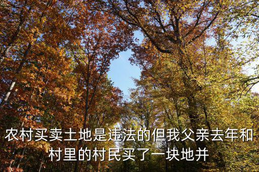 農(nóng)村買賣土地是違法的但我父親去年和村里的村民買了一塊地并